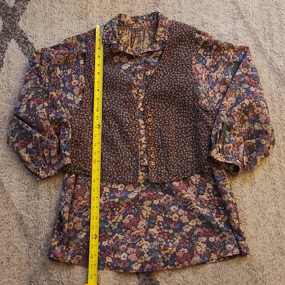 Vintage Floral 1970s Hippie Button Front Blouse - Picture 5 of 7